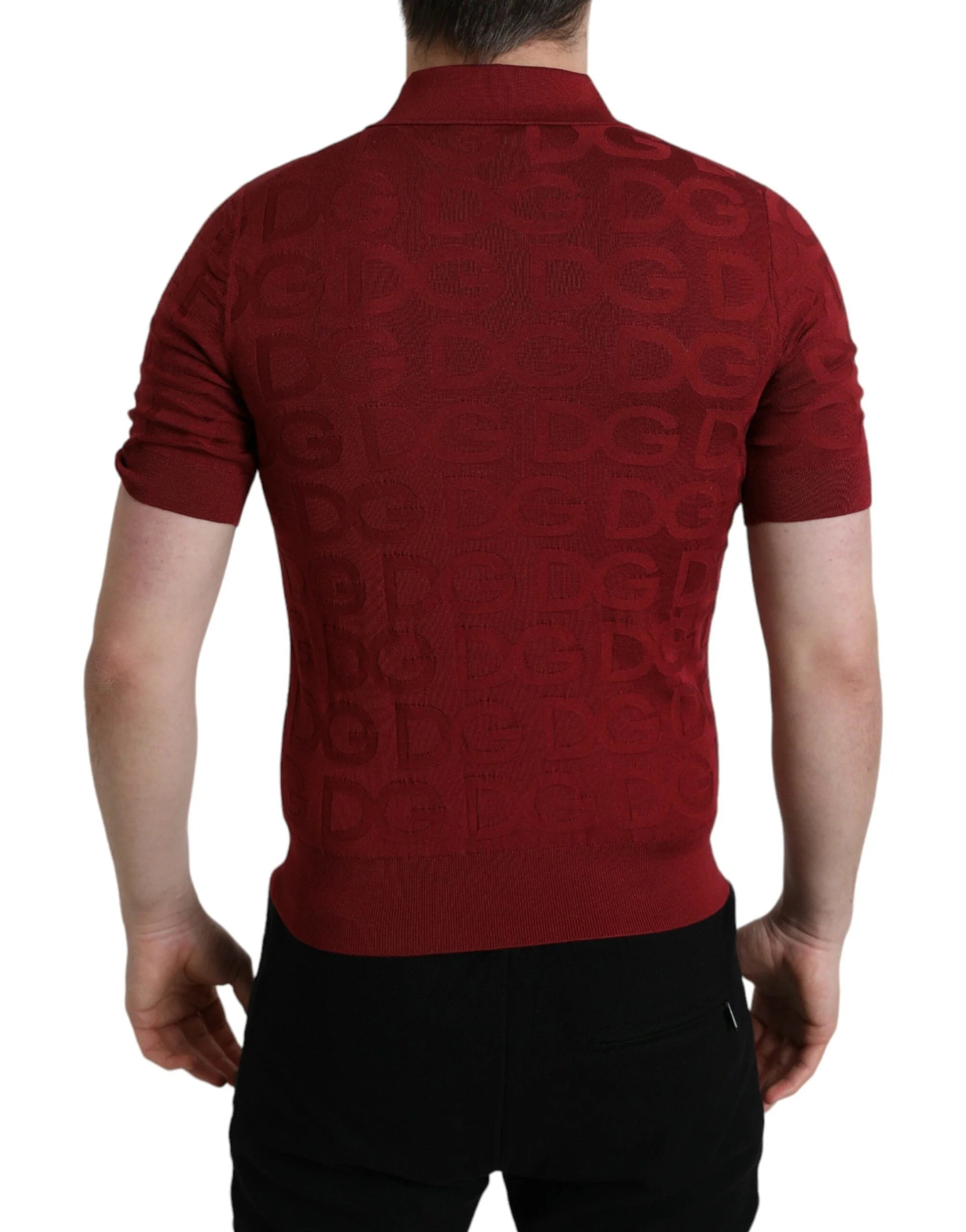 Dolce & Gabbana Maroon Collared Short Sleeve Silk T-shirt - IT44 | XS - Polos