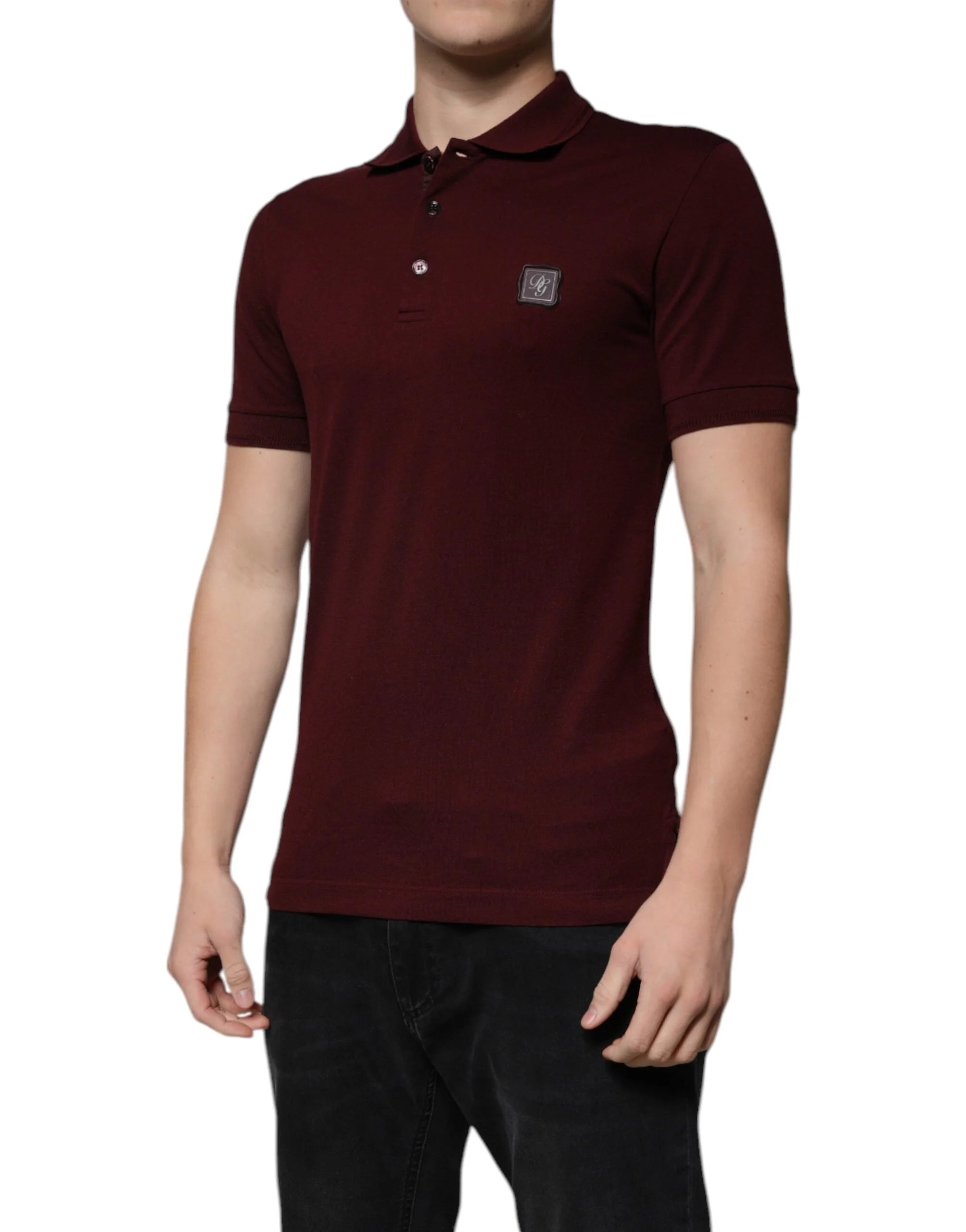 Dolce & Gabbana Maroon Collared Short Sleeves Polo T-shirt - IT44 | XS - Polos
