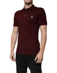 Dolce & Gabbana Maroon Collared Short Sleeves Polo T-shirt - IT44 | XS - Polos