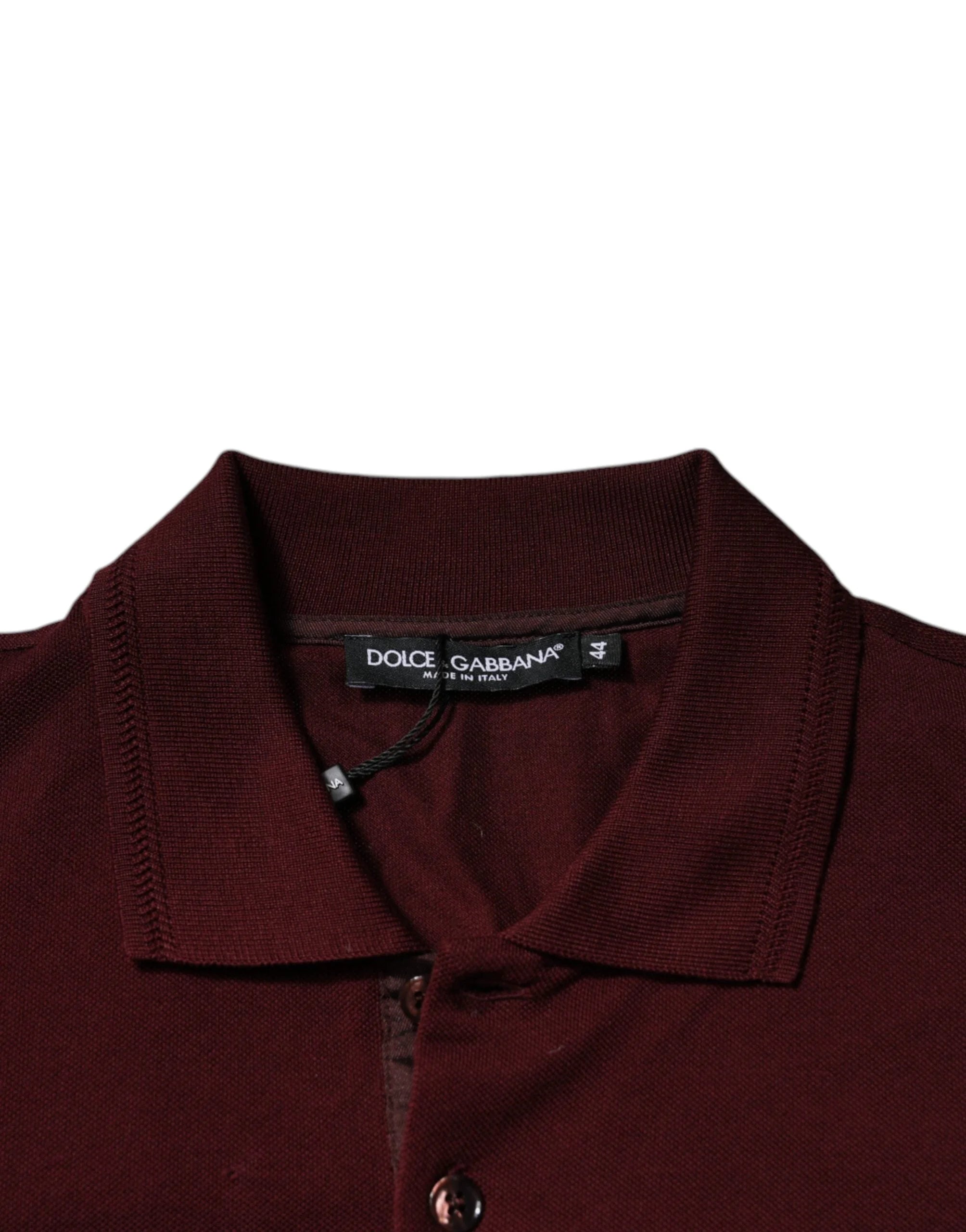 Dolce & Gabbana Maroon Collared Short Sleeves Polo T-shirt - IT44 | XS - Polos