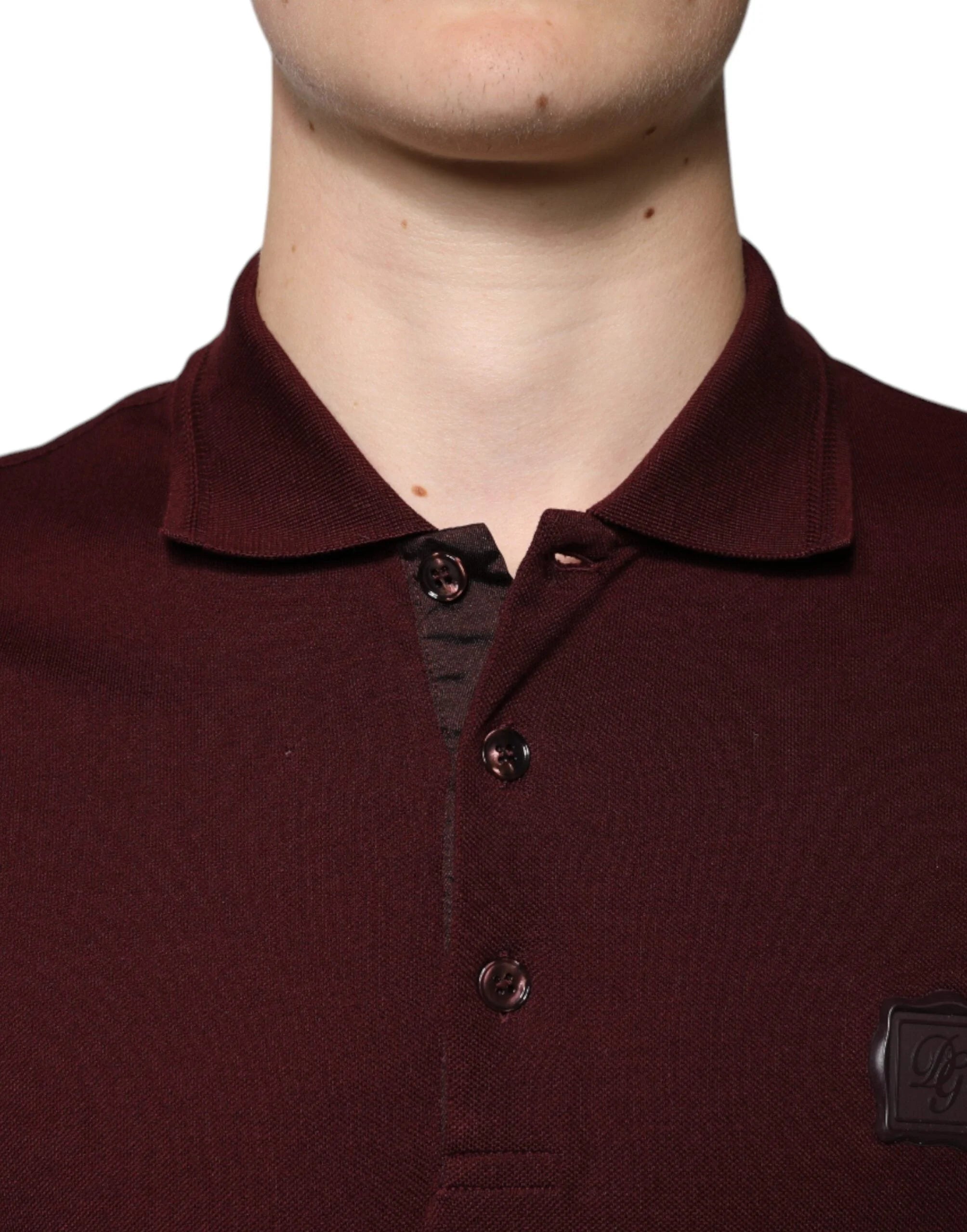 Dolce & Gabbana Maroon Collared Short Sleeves Polo T-shirt - IT44 | XS - Polos