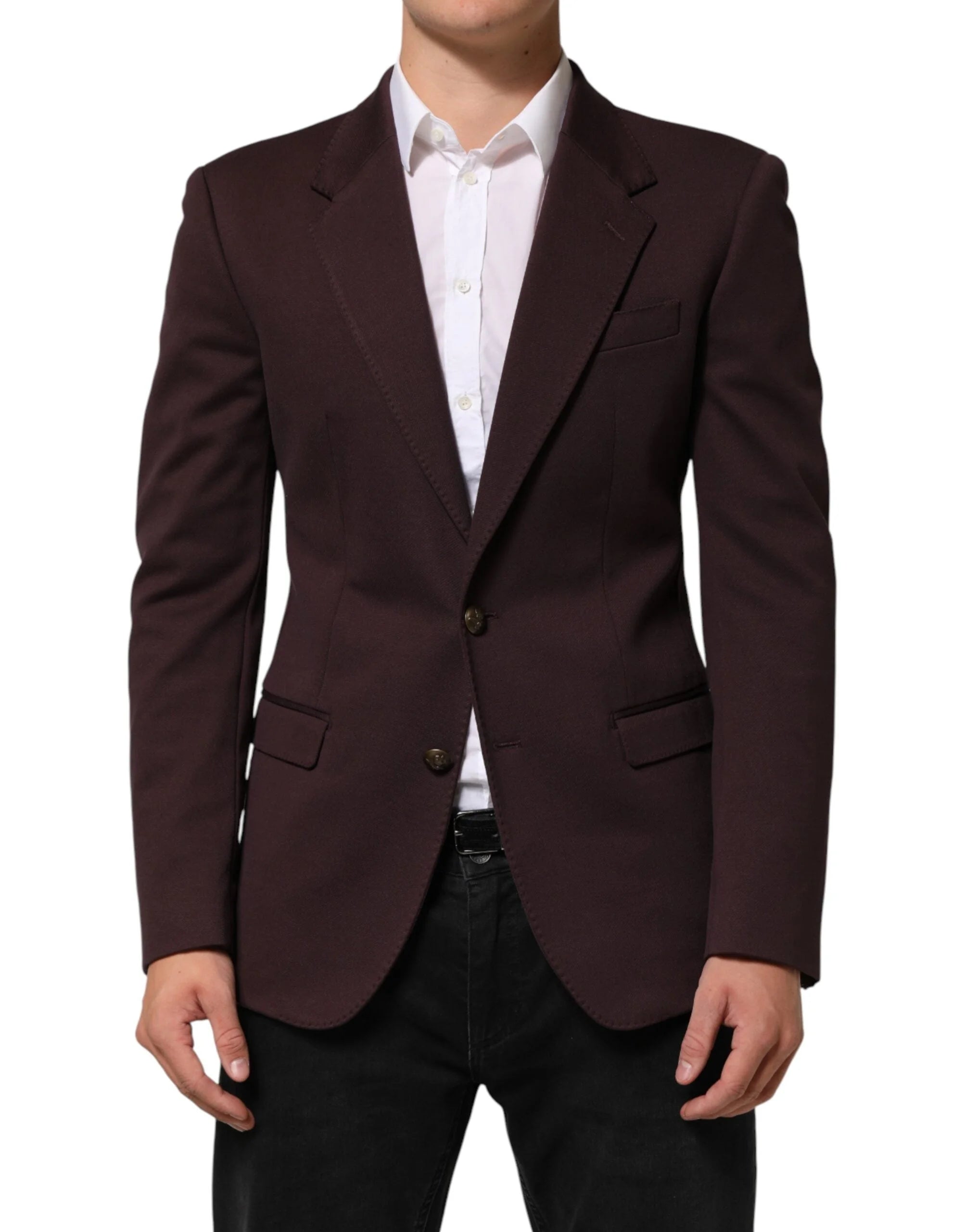 Dolce & Gabbana Maroon Cotton 2 Buttons Suit Jacket Blazer - IT48 | M - Sport Jackets