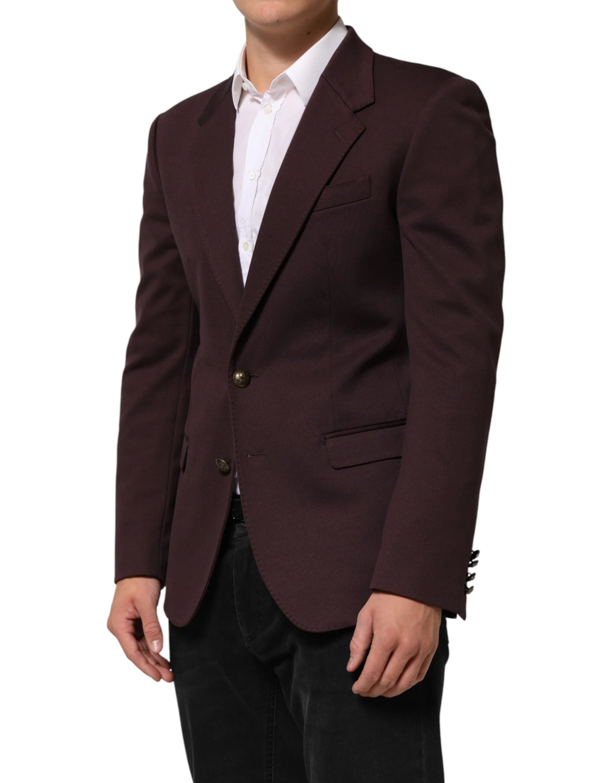 Dolce & Gabbana Maroon Cotton 2 Buttons Suit Jacket Blazer - IT48 | M - Sport Jackets