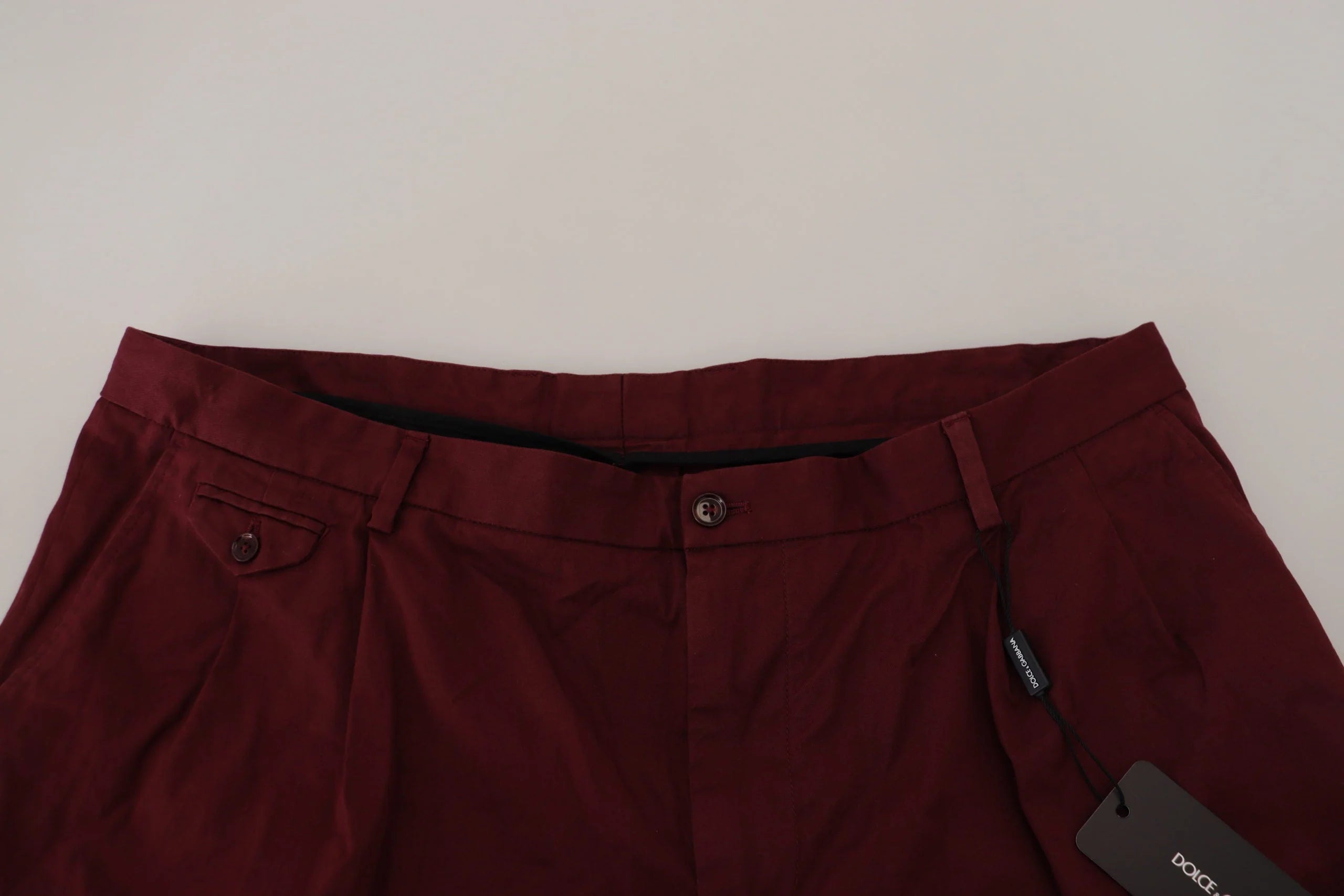 Dolce & Gabbana Maroon Cotton Bermuda Casual Shorts - IT58 | XXL - Bermudas