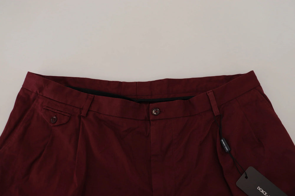 Dolce & Gabbana Maroon Cotton Bermuda Casual Shorts - IT58 | XXL - Bermudas