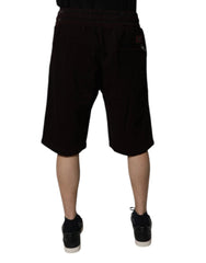 Dolce & Gabbana Maroon Cotton Logo Plaque Men Bermuda Shorts - IT56 | XXL