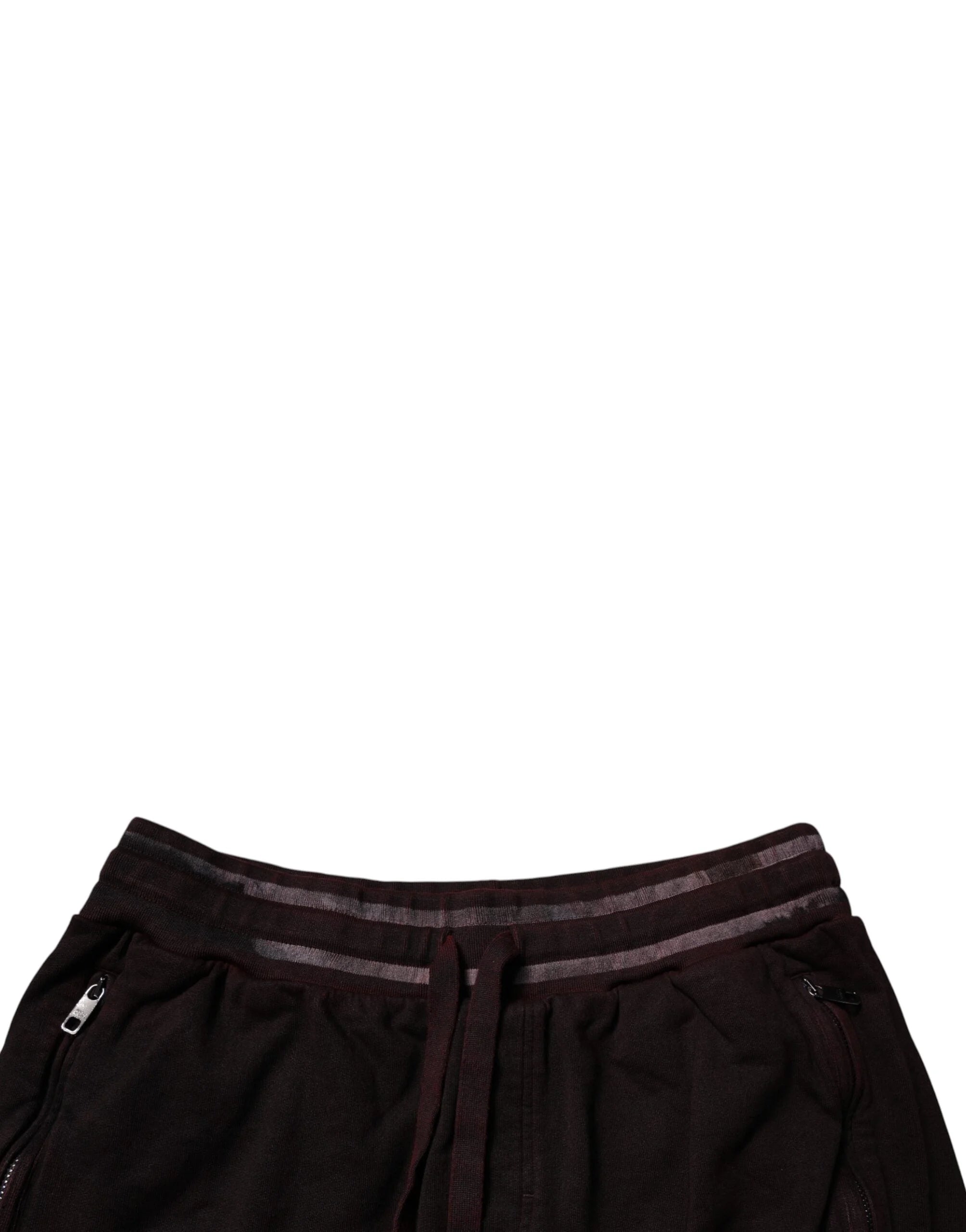 Dolce & Gabbana Maroon Cotton Logo Plaque Men Bermuda Shorts - IT56 | XXL