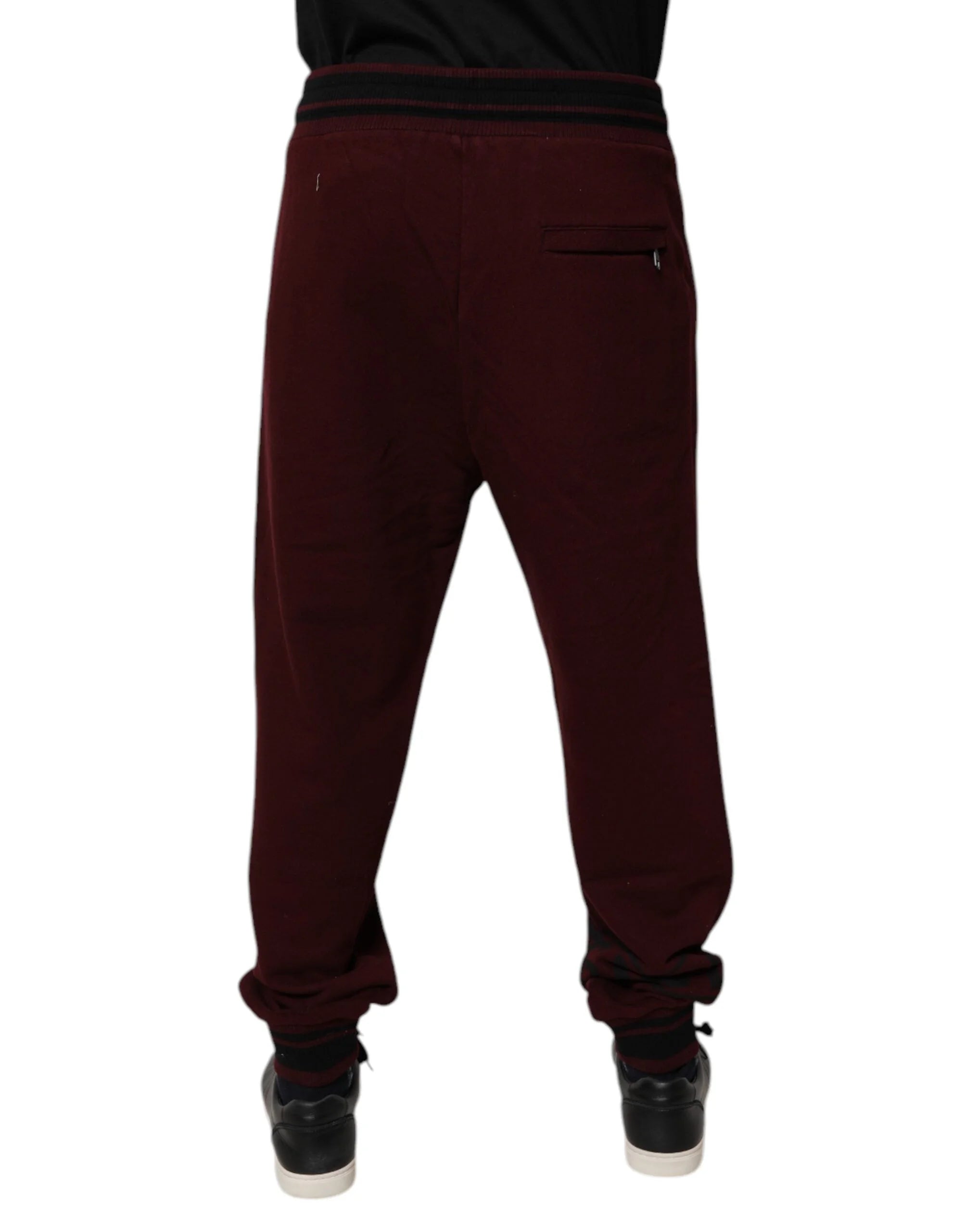 Dolce & Gabbana Maroon Cotton Men Jogger Sweatpants Pants - IT56 | XXL - Joggers