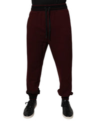 Dolce & Gabbana Maroon Cotton Men Jogger Sweatpants Pants - IT56 | XXL - Joggers