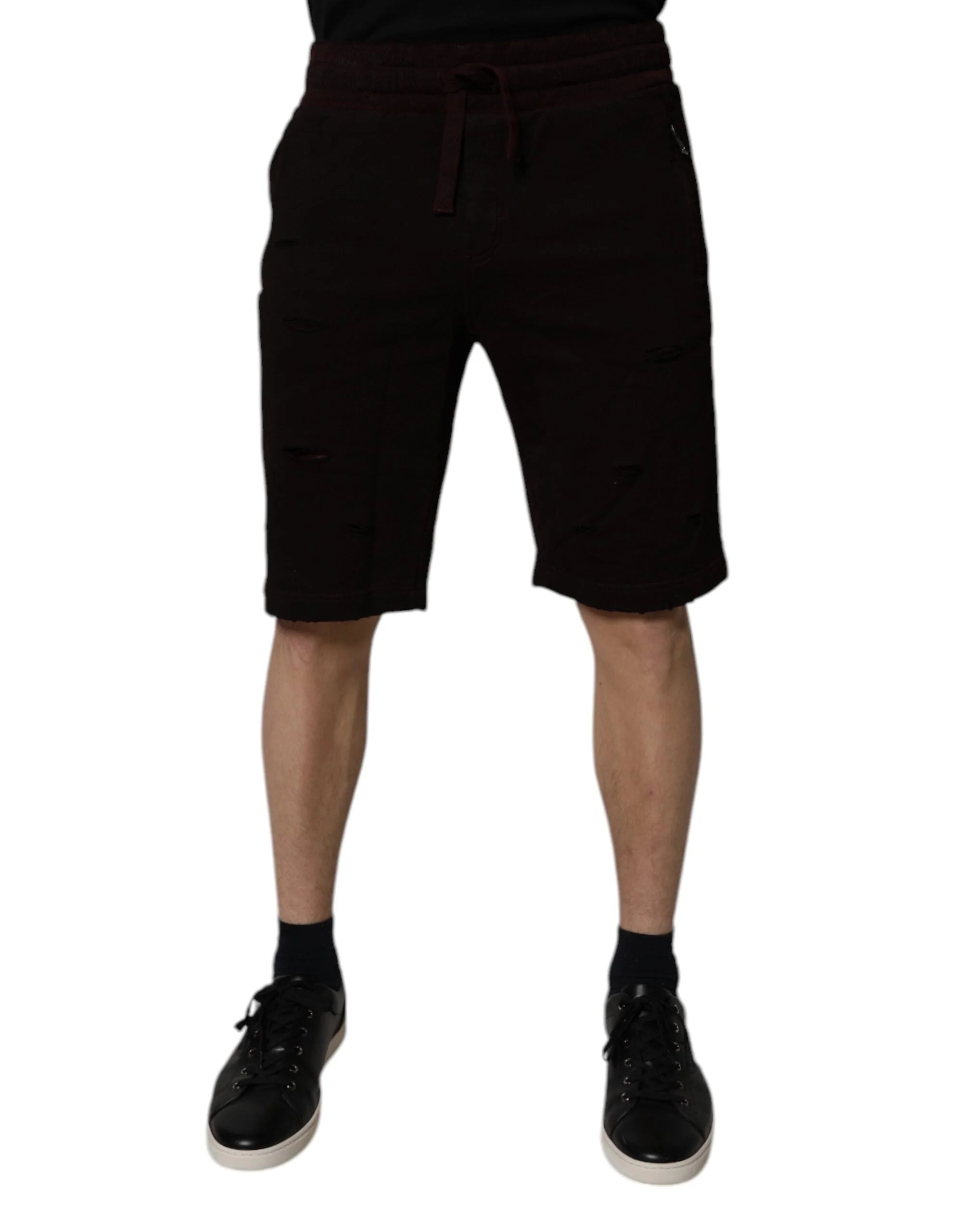 Dolce & Gabbana Maroon Cotton Sweatshorts Men Bermuda Shorts - Bermudas