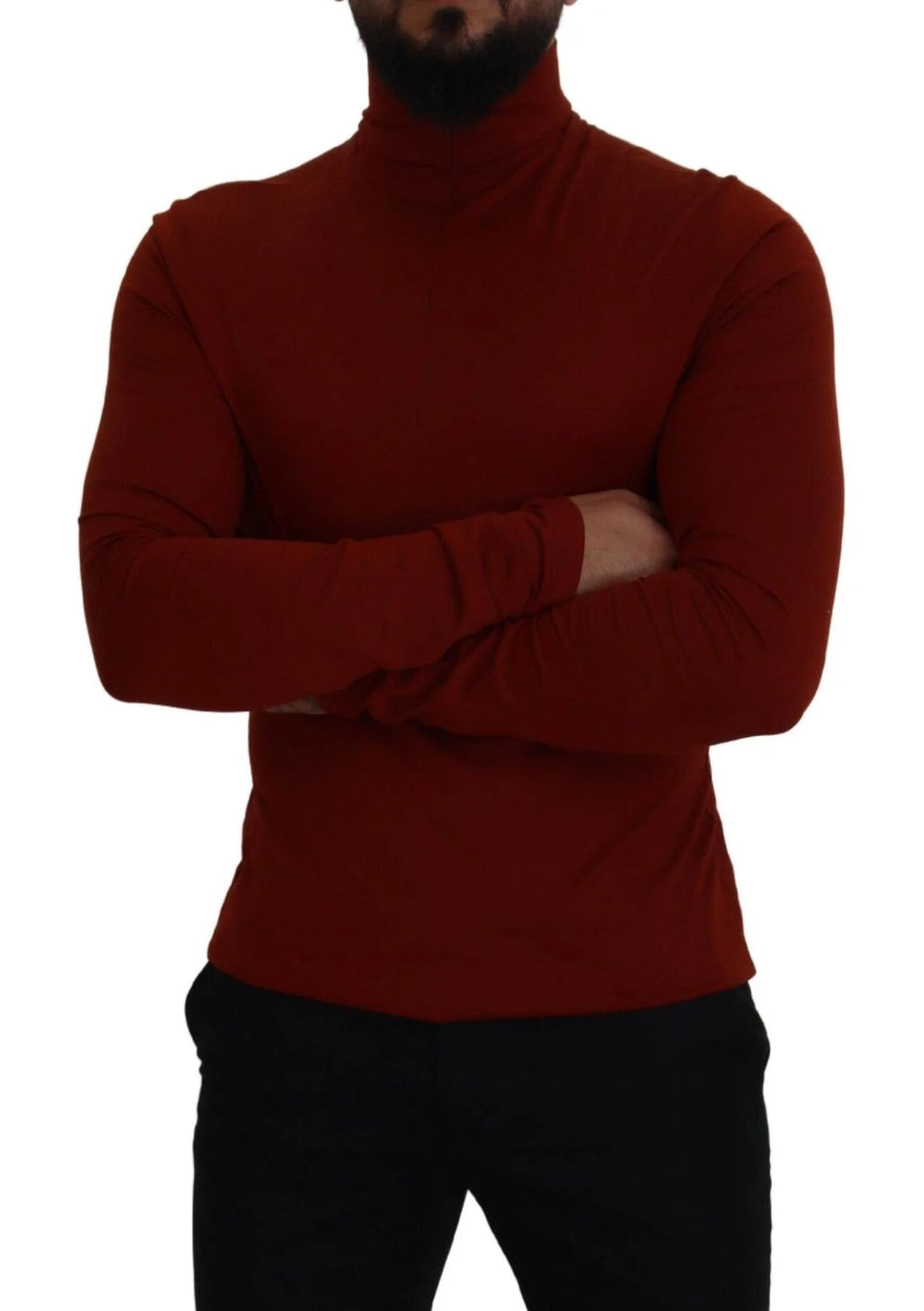 Dolce & Gabbana Maroon Cotton Turtle Neck Zip Sweater - IT46 | S - Sweaters