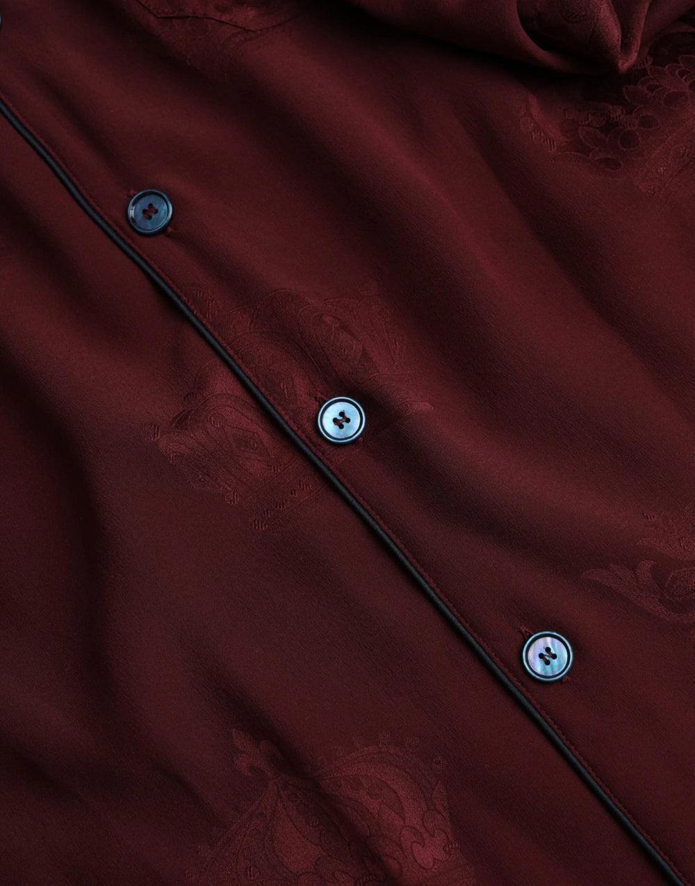 Dolce & Gabbana Maroon Crown Jacquard Silk Long Sleeve Shirt - Shirts