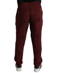 Dolce & Gabbana Maroon Crown Pattern Silk Pajama Pants - Pajamas