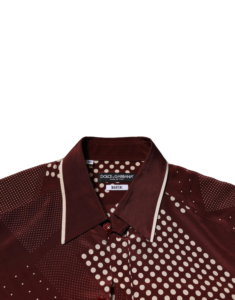 Dolce & Gabbana Maroon Dotted Silk Long Sleeve Casual Shirt - IT40 | M - Shirts