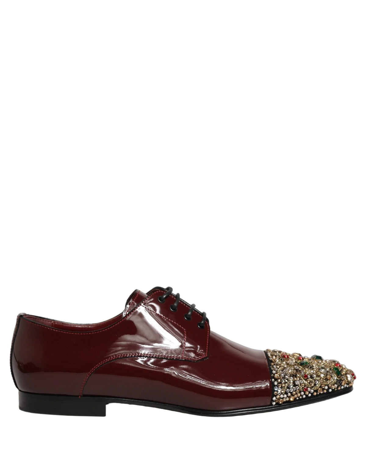 Dolce & Gabbana Maroon Embellished Derby Dress Formal Shoes - EU44/US11