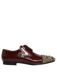 Dolce & Gabbana Maroon Embellished Derby Dress Formal Shoes - EU44/US11