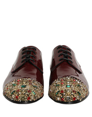 Dolce & Gabbana marooni nahast Derby kingad kristallidega, esiview meeste pidulikud kingad.