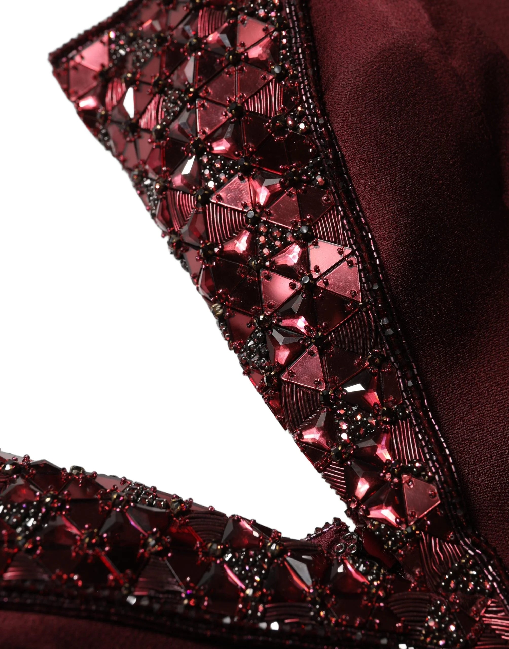 Dolce & Gabbana Maroon Embellished Vneck Evening Gown Dress - IT44 | L