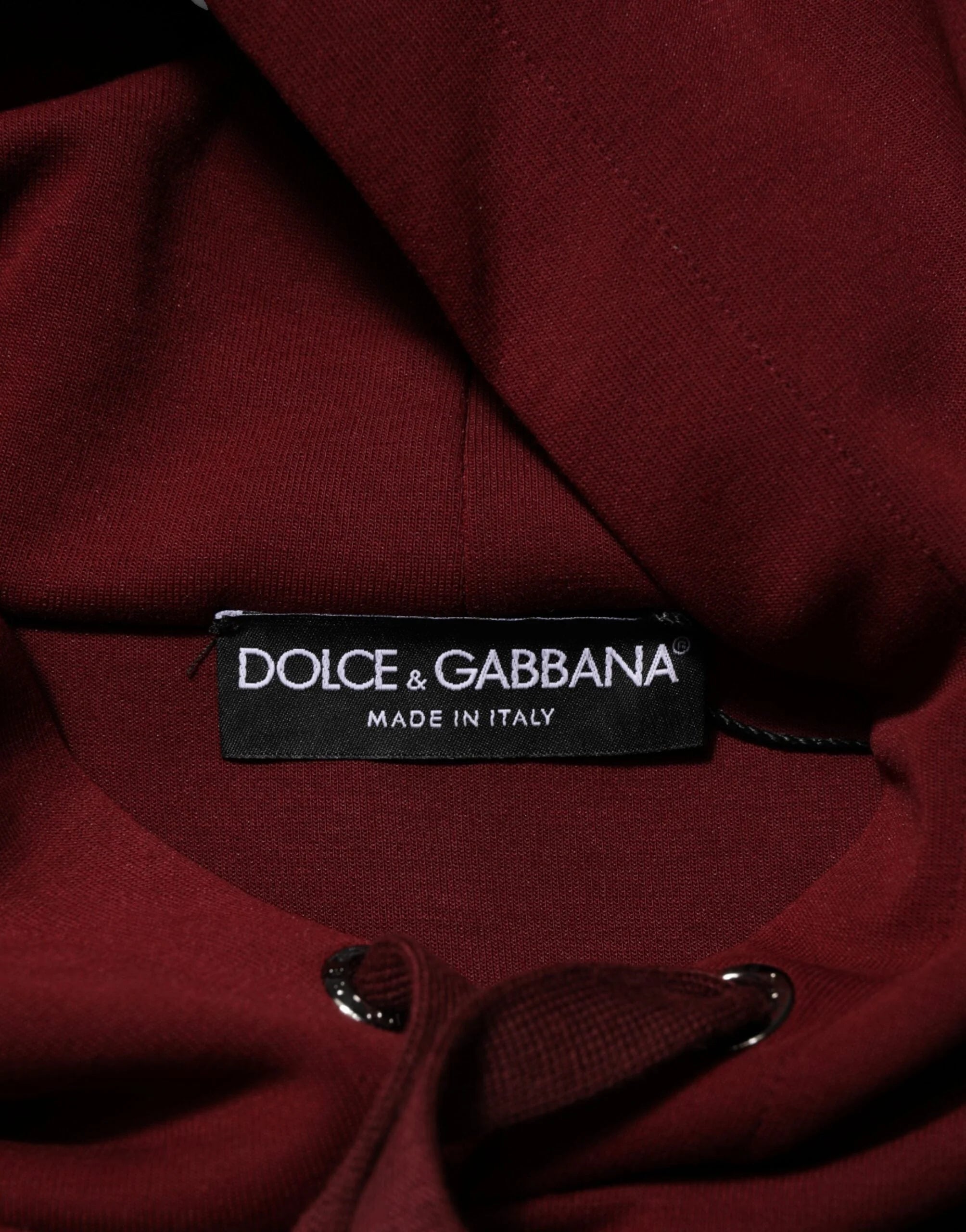 Dolce & Gabbana Maroon Embossed Logo Hooded Sweatshirt Sweater - L - Hoodies