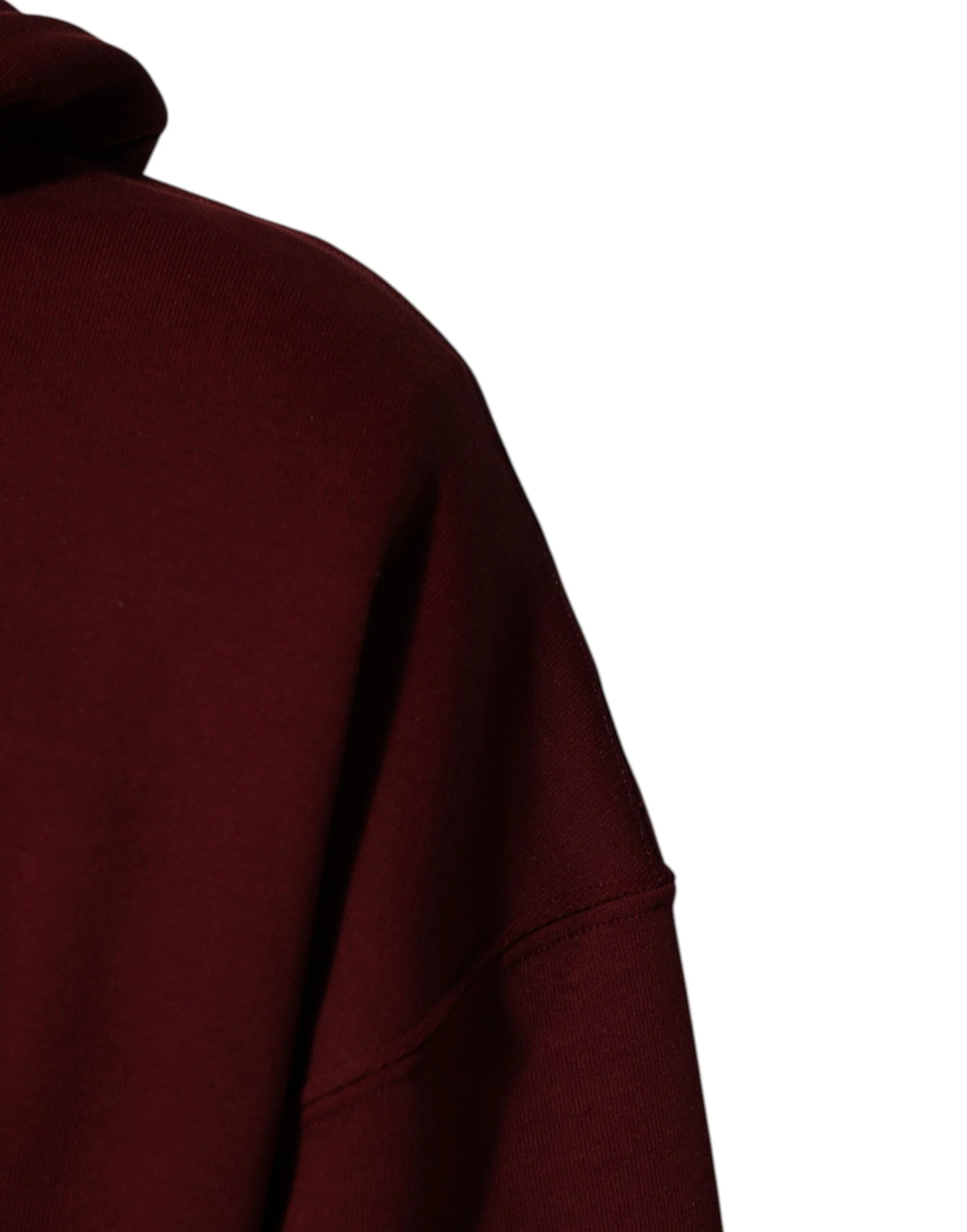 Dolce & Gabbana Maroon Embossed Logo Hooded Sweatshirt Sweater - L - Hoodies