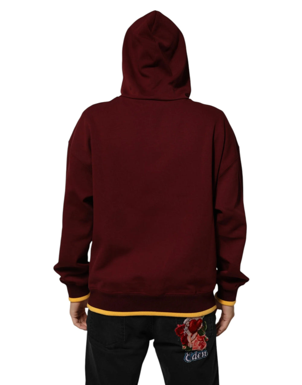 Dolce & Gabbana Maroon Embossed Logo Hooded Sweatshirt Sweater - L - Hoodies