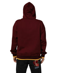 Dolce & Gabbana Maroon Embossed Logo Hooded Sweatshirt Sweater - L - Hoodies