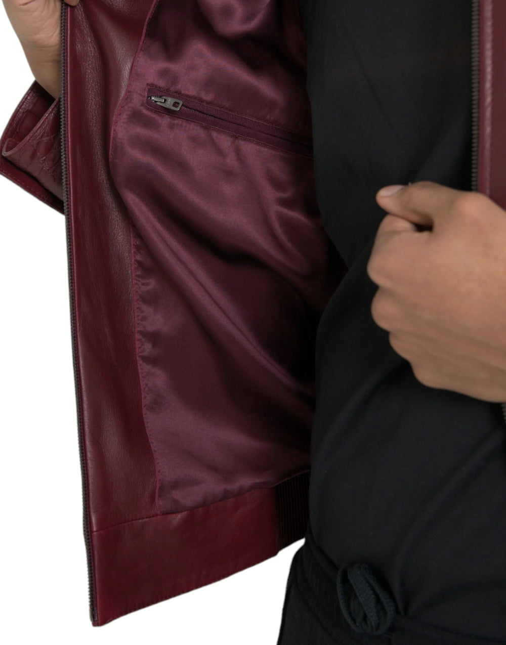 Dolce & Gabbana Maroon Exotic Leather Zip Biker Coat Jacket - IT48 | M - Bomber Jackets