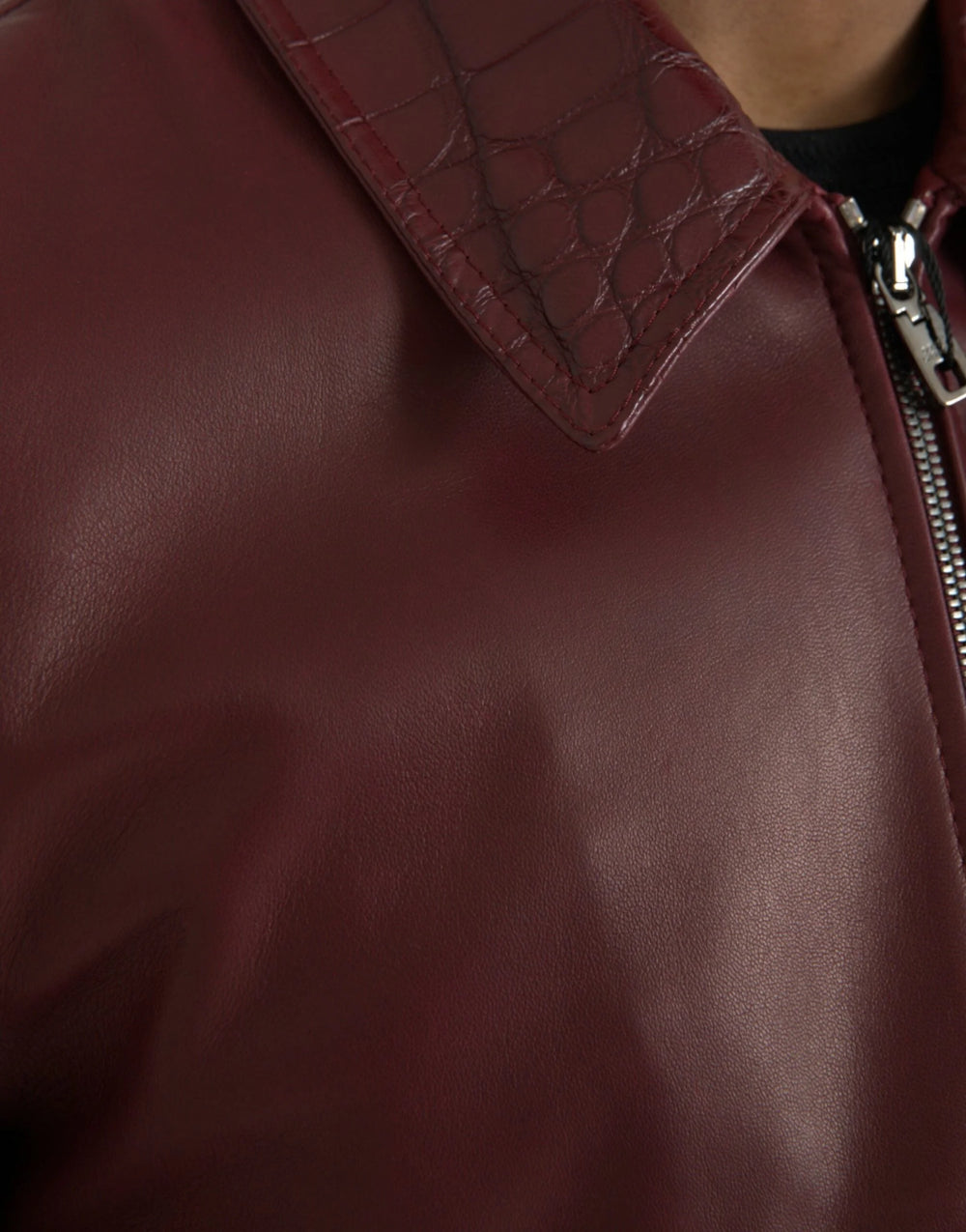 Dolce & Gabbana Maroon Exotic Leather Zip Biker Coat Jacket - IT48 | M - Bomber Jackets