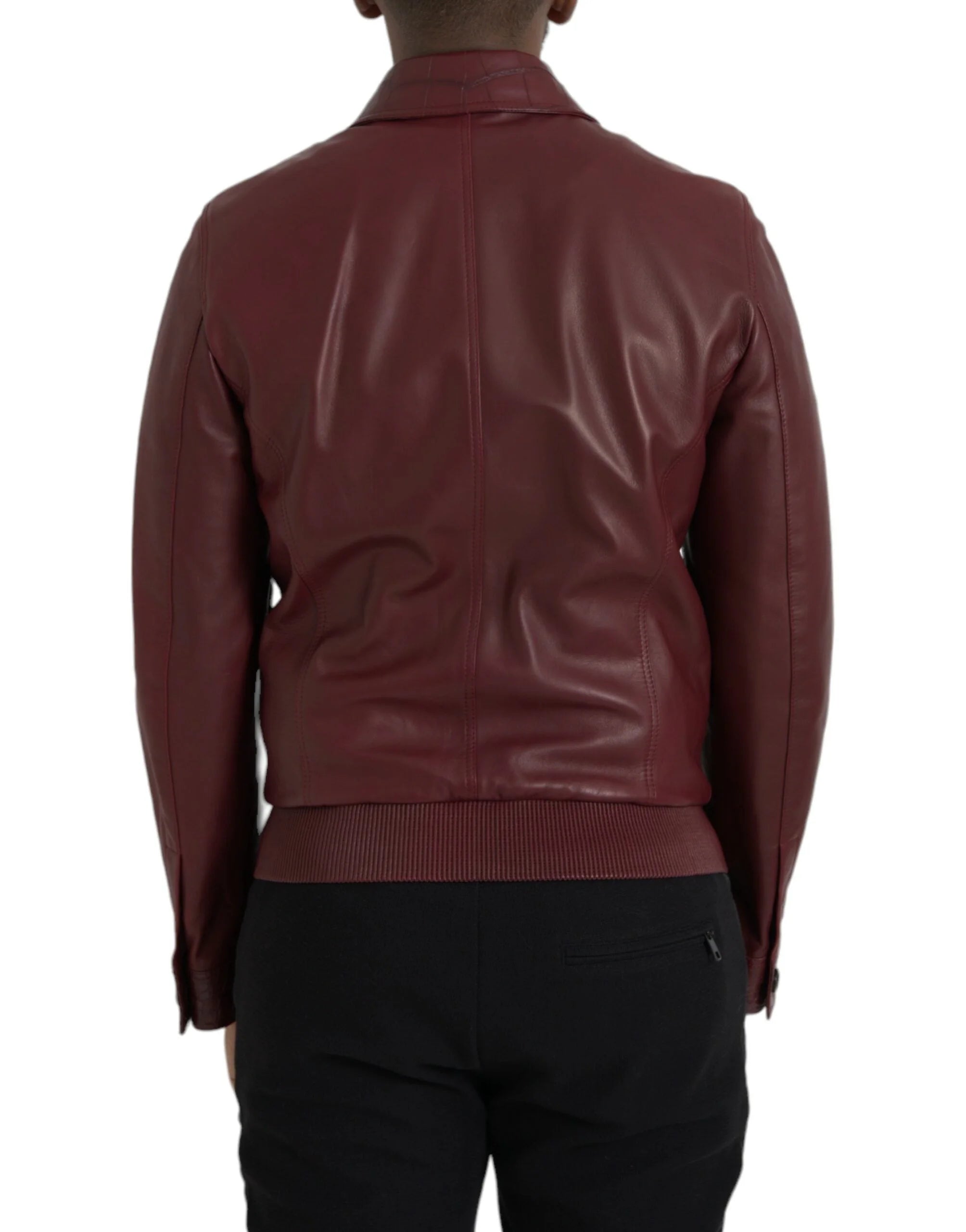 Dolce & Gabbana Maroon Exotic Leather Zip Biker Coat Jacket - IT48 | M - Bomber Jackets