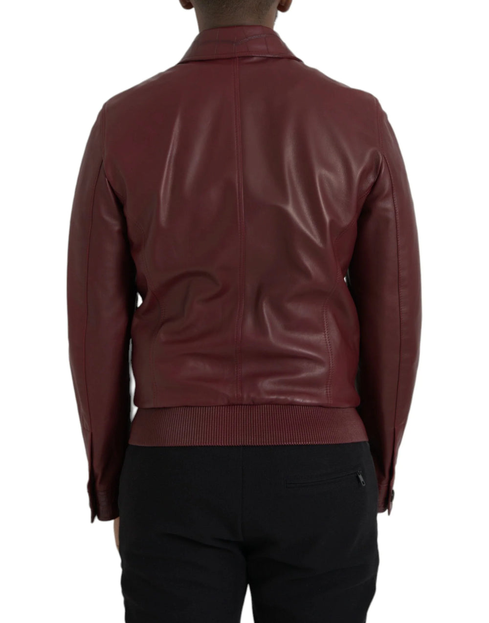 Dolce & Gabbana Maroon Exotic Leather Zip Biker Coat Jacket - IT48 | M - Bomber Jackets