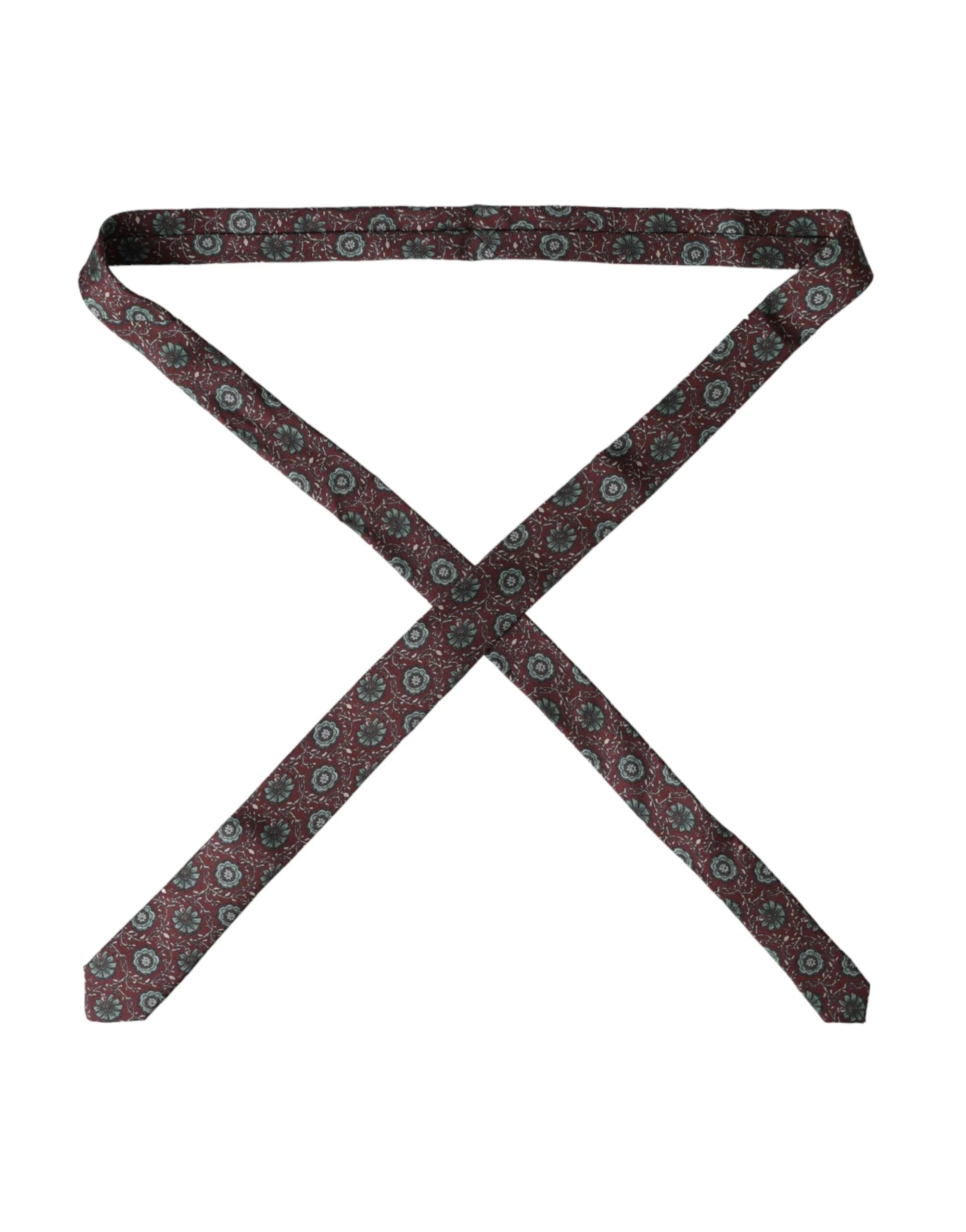 Dolce & Gabbana Maroon Floral 100% Silk Adjustable Men Tie - Neckties