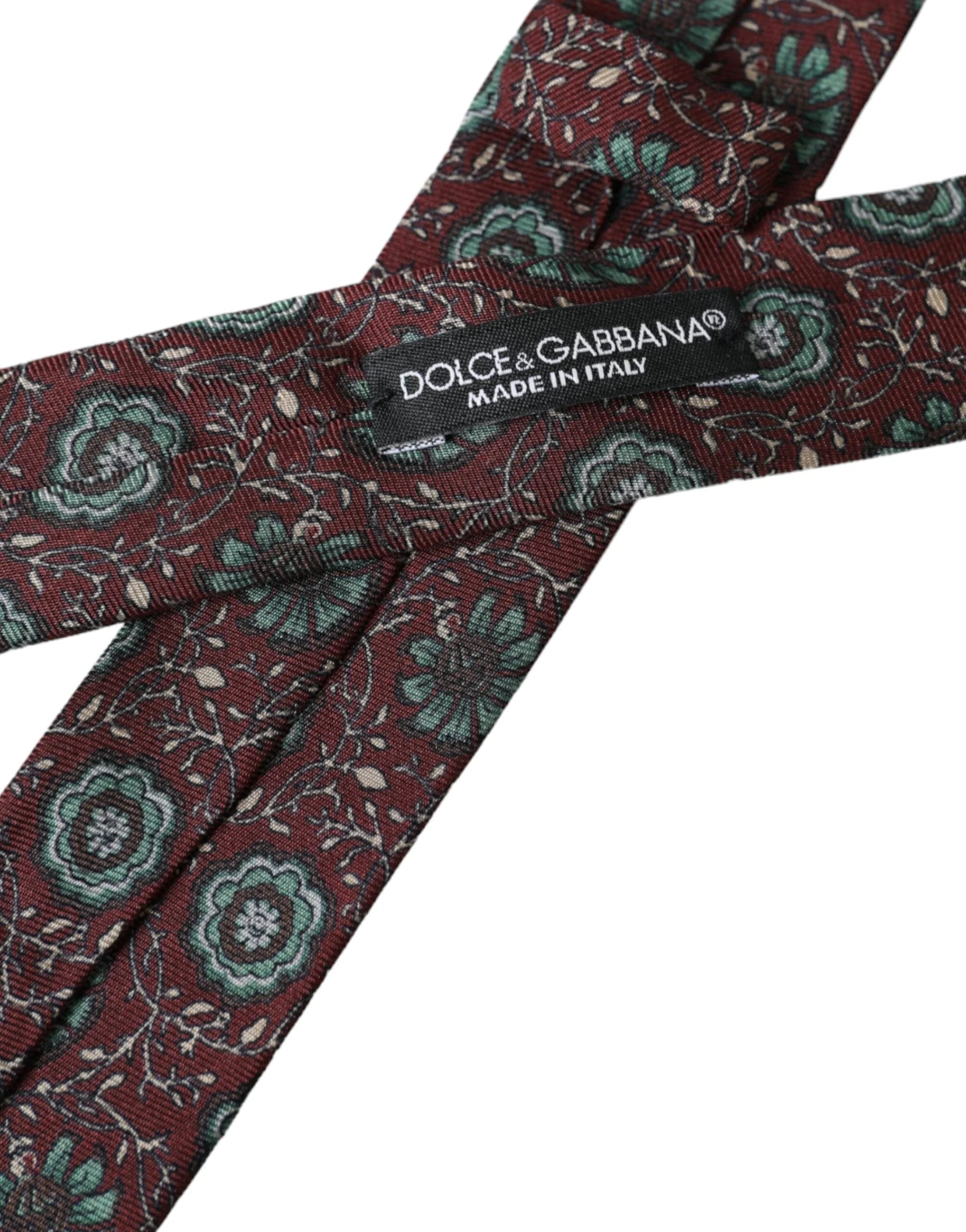 Dolce & Gabbana Maroon Floral 100% Silk Adjustable Men Tie - Neckties