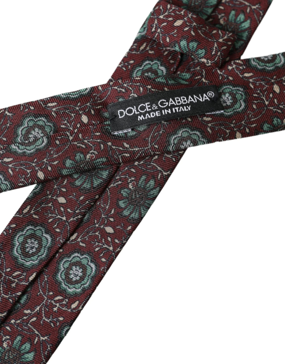 Dolce & Gabbana Maroon Floral 100% Silk Adjustable Men Tie - Neckties