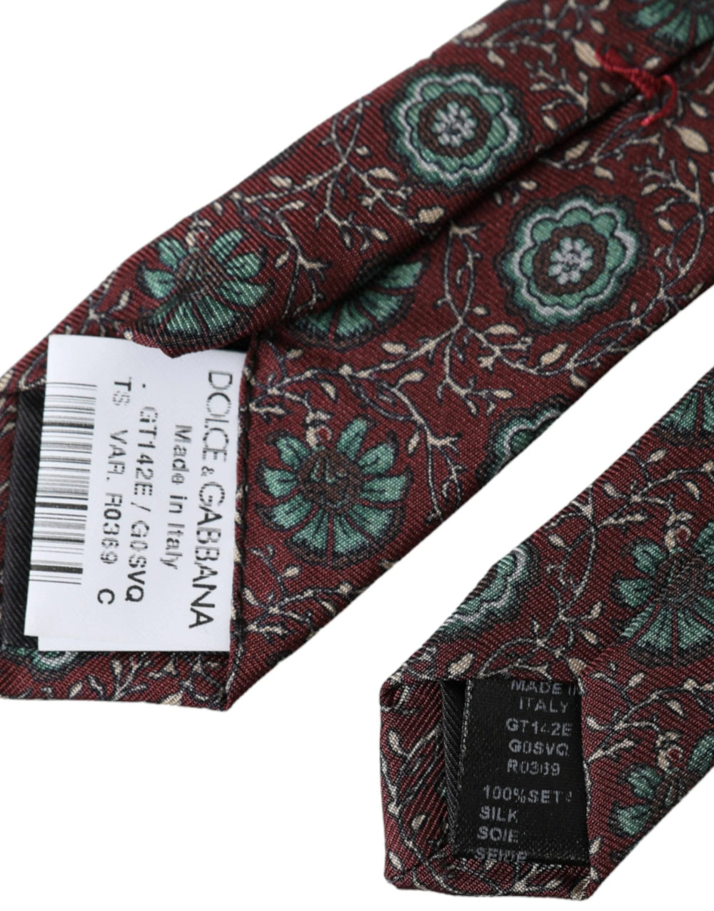 Dolce & Gabbana Maroon Floral 100% Silk Adjustable Men Tie - Neckties