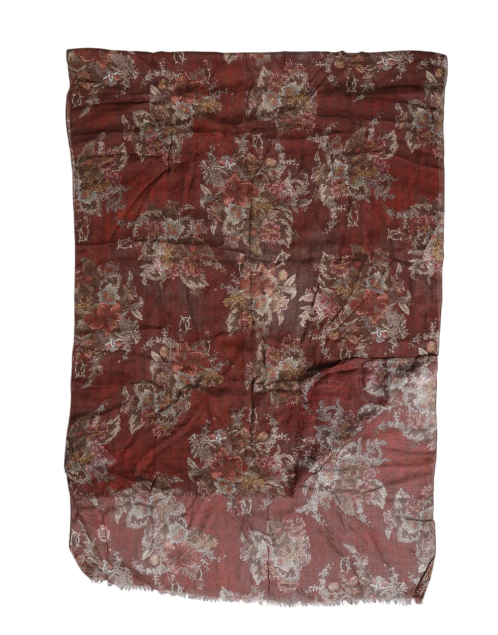 Dolce & Gabbana Maroon Floral Neck Warmer Foulard Scarf