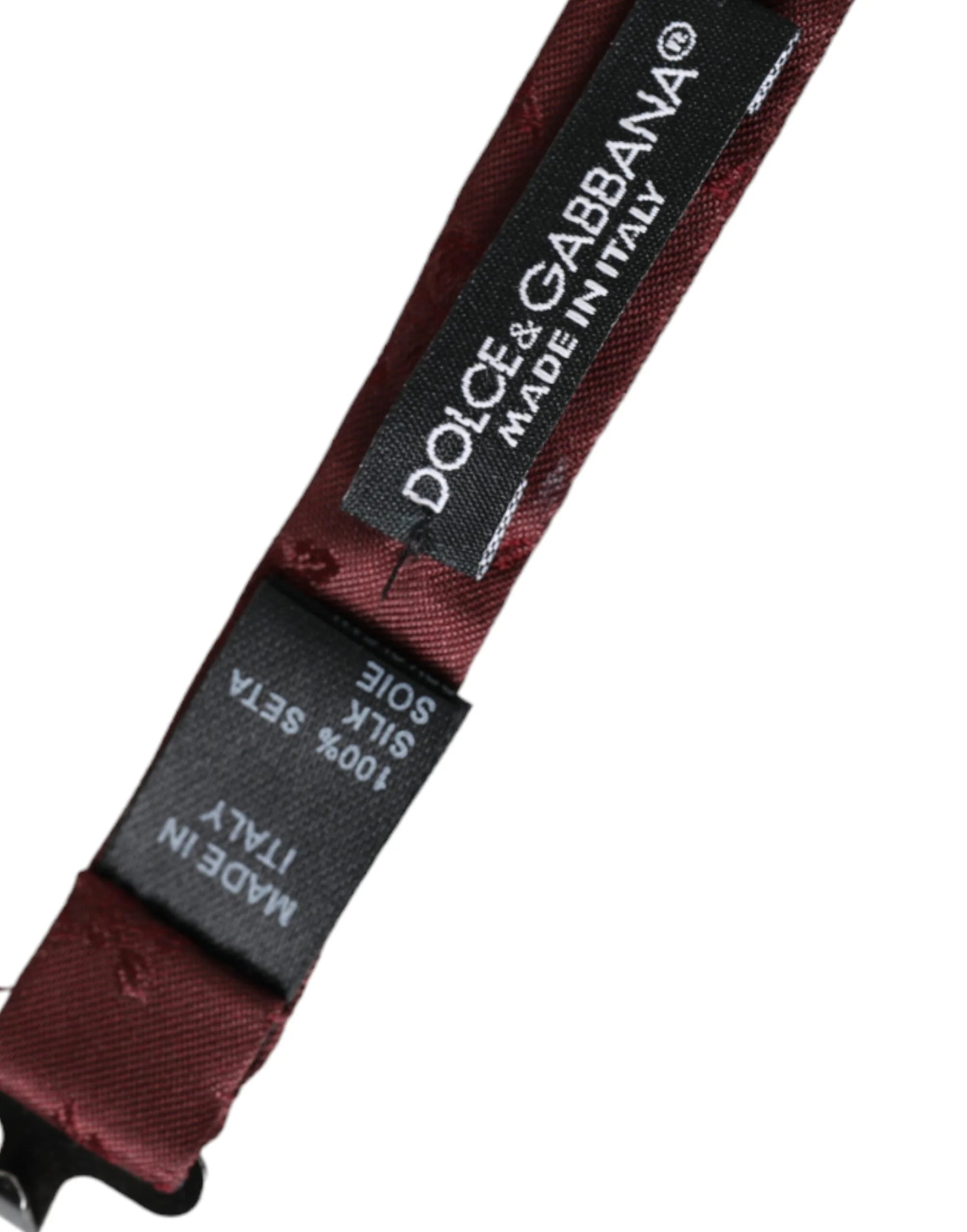 Dolce & Gabbana Maroon Floral Silk Adjustable Neck Men Bow Tie - Neckties