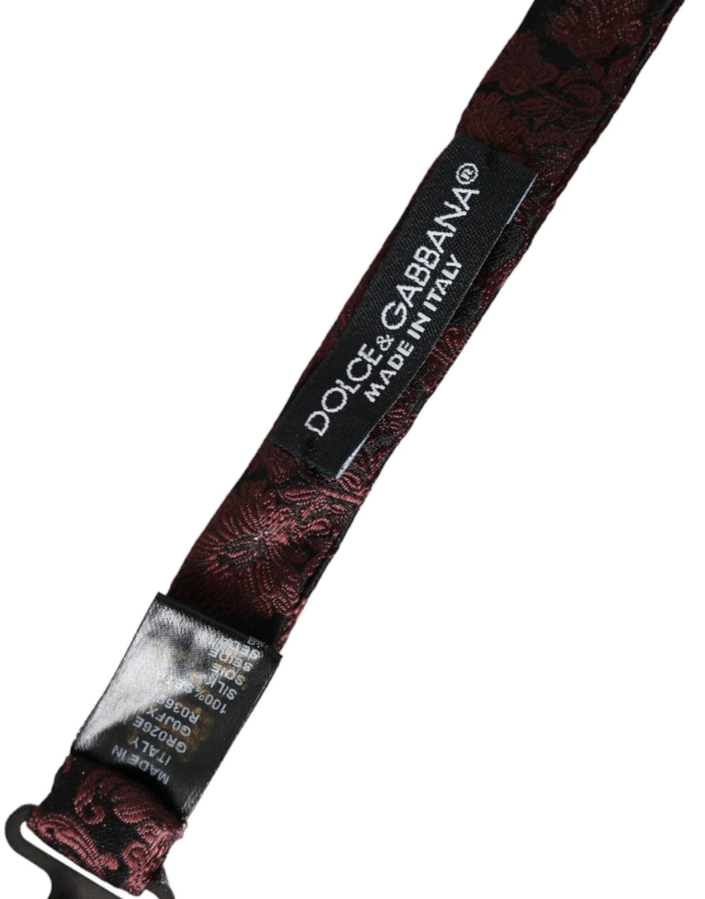 Dolce & Gabbana Maroon Floral Silk Adjustable Neck Men Bow Tie - Neckties
