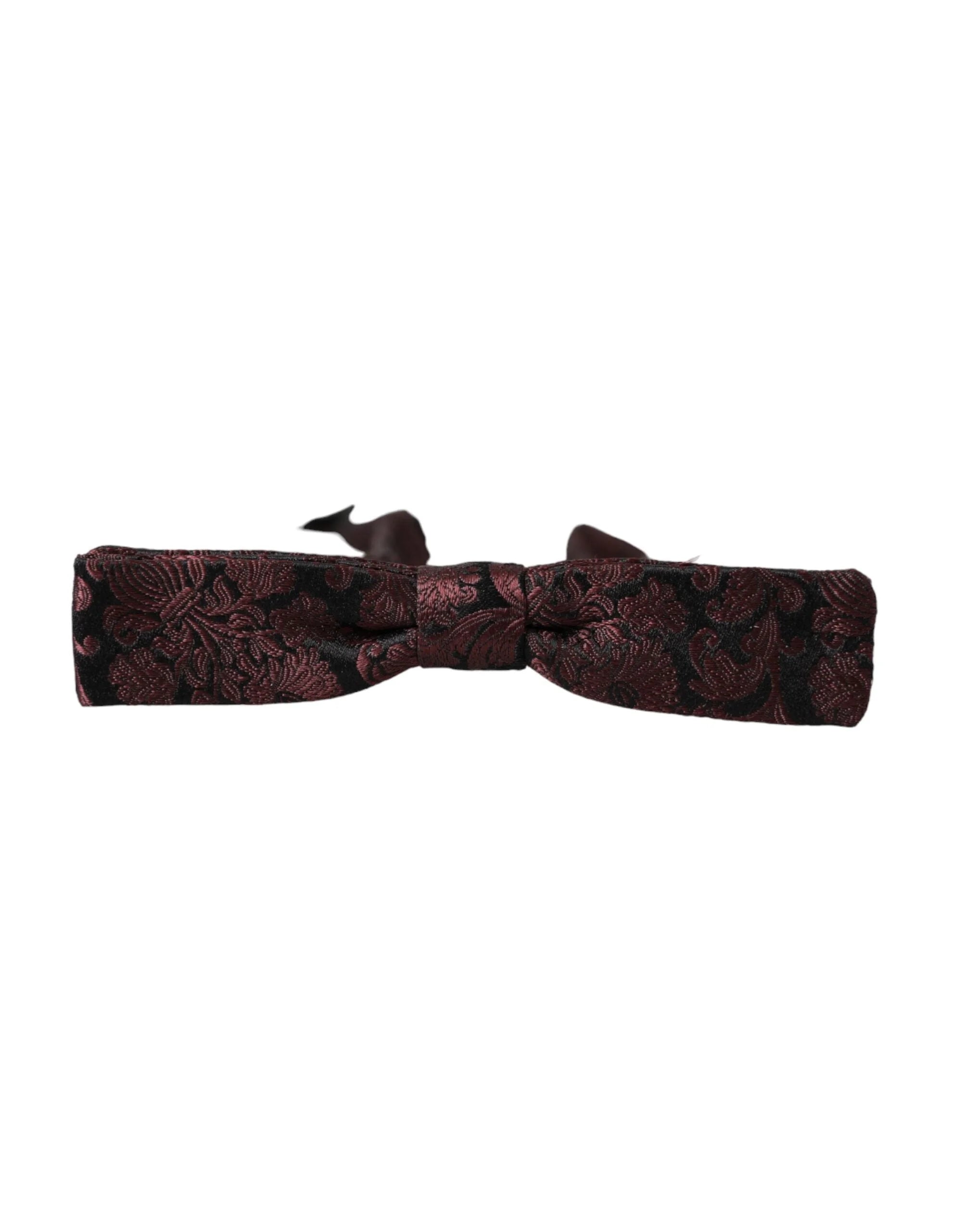 Dolce & Gabbana Maroon Floral Silk Adjustable Neck Men Bow Tie - Neckties