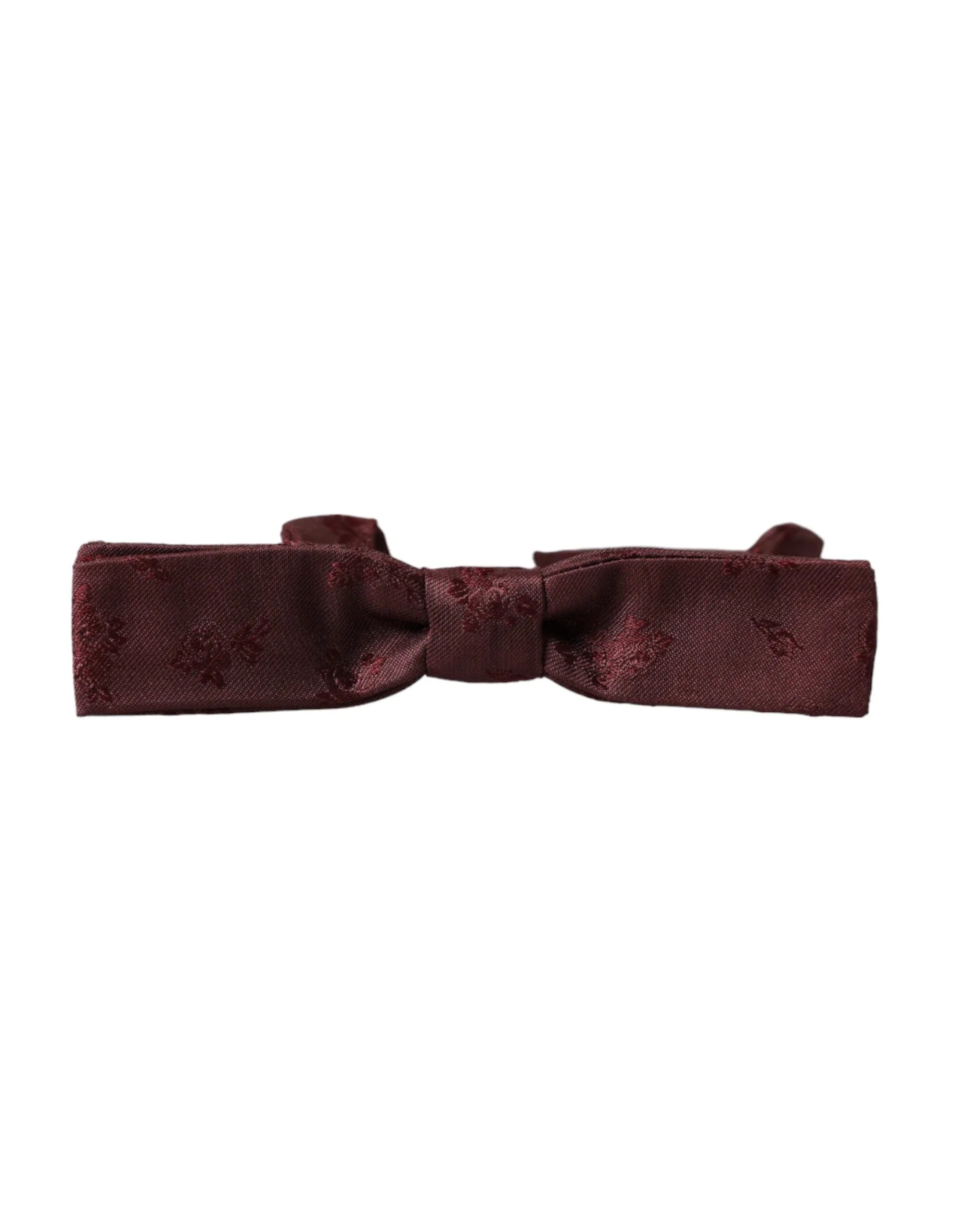 Dolce & Gabbana Maroon Floral Silk Adjustable Neck Men Bow Tie - Neckties