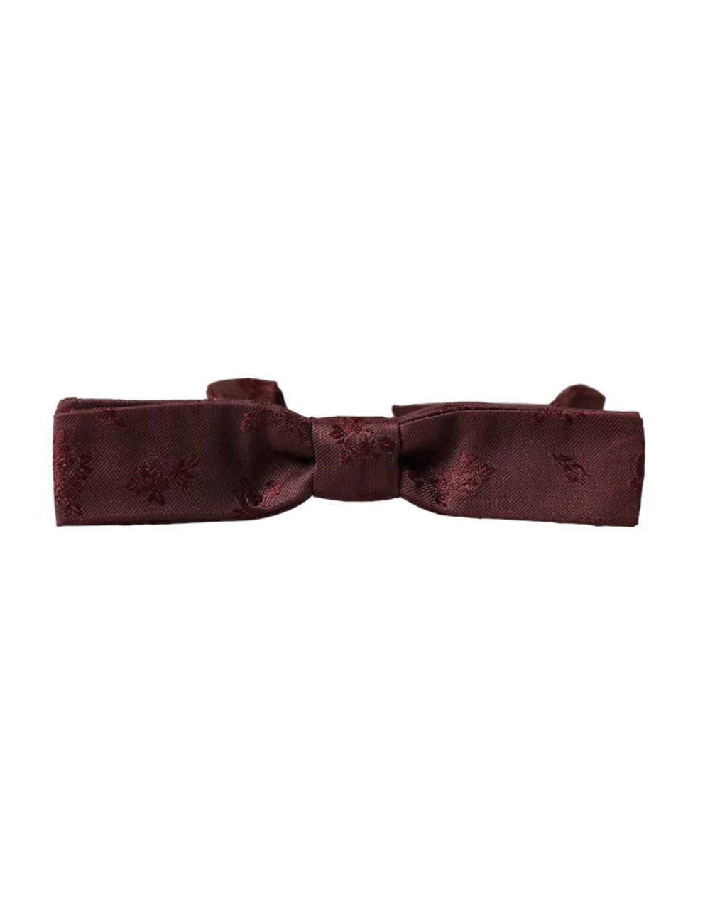 Dolce & Gabbana Maroon Floral Silk Adjustable Neck Men Bow Tie - Neckties