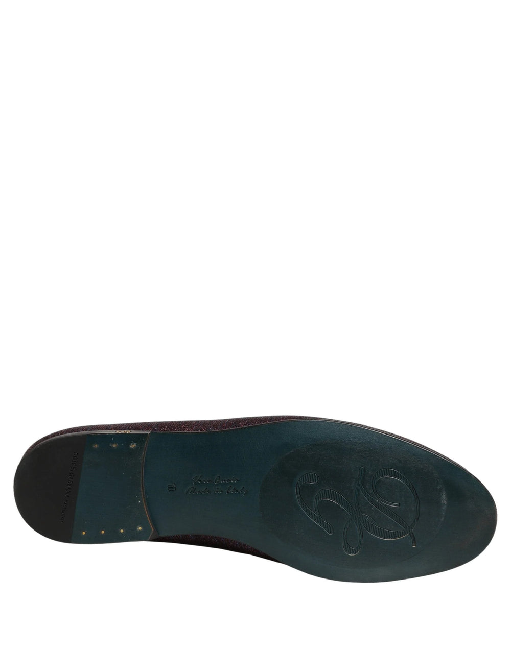 Dolce & Gabbana Maroon Glitter Lurex Logo Dress Loafers Shoes - EU44/US11