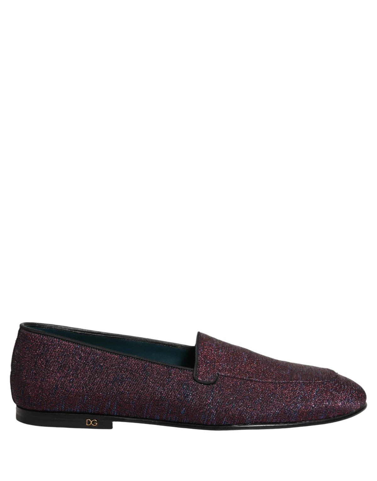 Dolce & Gabbana Maroon Glitter Lurex Logo Dress Loafers Shoes - EU44/US11