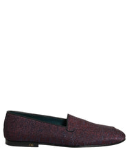 Dolce & Gabbana Maroon Glitter Lurex Logo Dress Loafers Shoes - EU44/US11