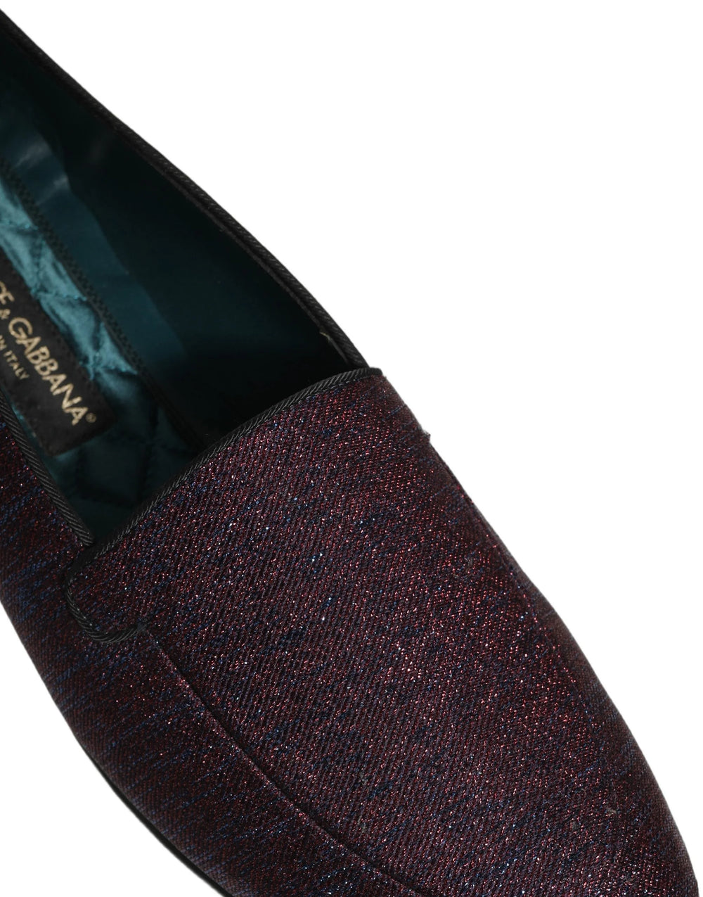 Dolce & Gabbana Maroon Glitter Lurex Logo Dress Loafers Shoes - EU44/US11