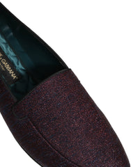 Dolce & Gabbana Maroon Glitter Lurex Logo Dress Loafers Shoes - EU44/US11