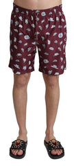 Dolce & Gabbana Maroon Hats Print Beachwear Shorts Swimwear - IT4 | S - Swim Boxers