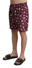 Dolce & Gabbana Maroon Hats Print Beachwear Shorts Swimwear - IT4 | S - Swim Boxers