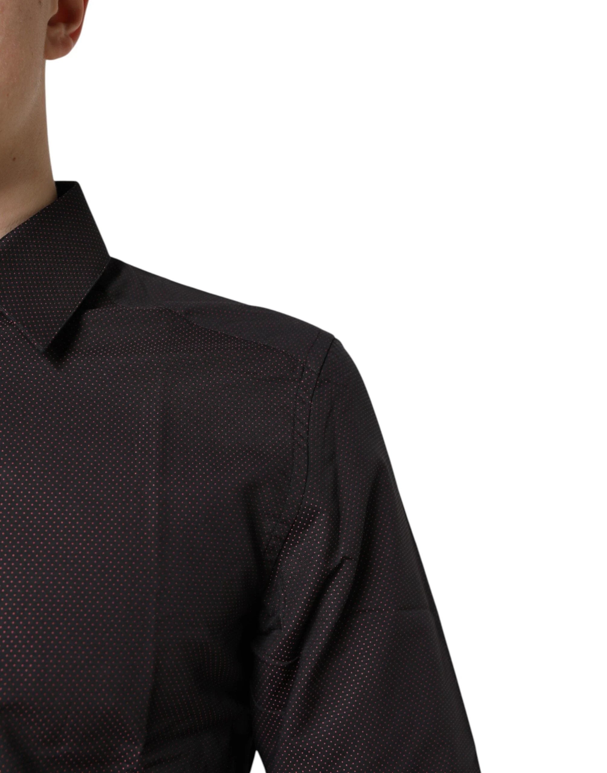 Dolce & Gabbana Maroon Jacquard Cotton GOLD Men Dress Shirt - Shirts