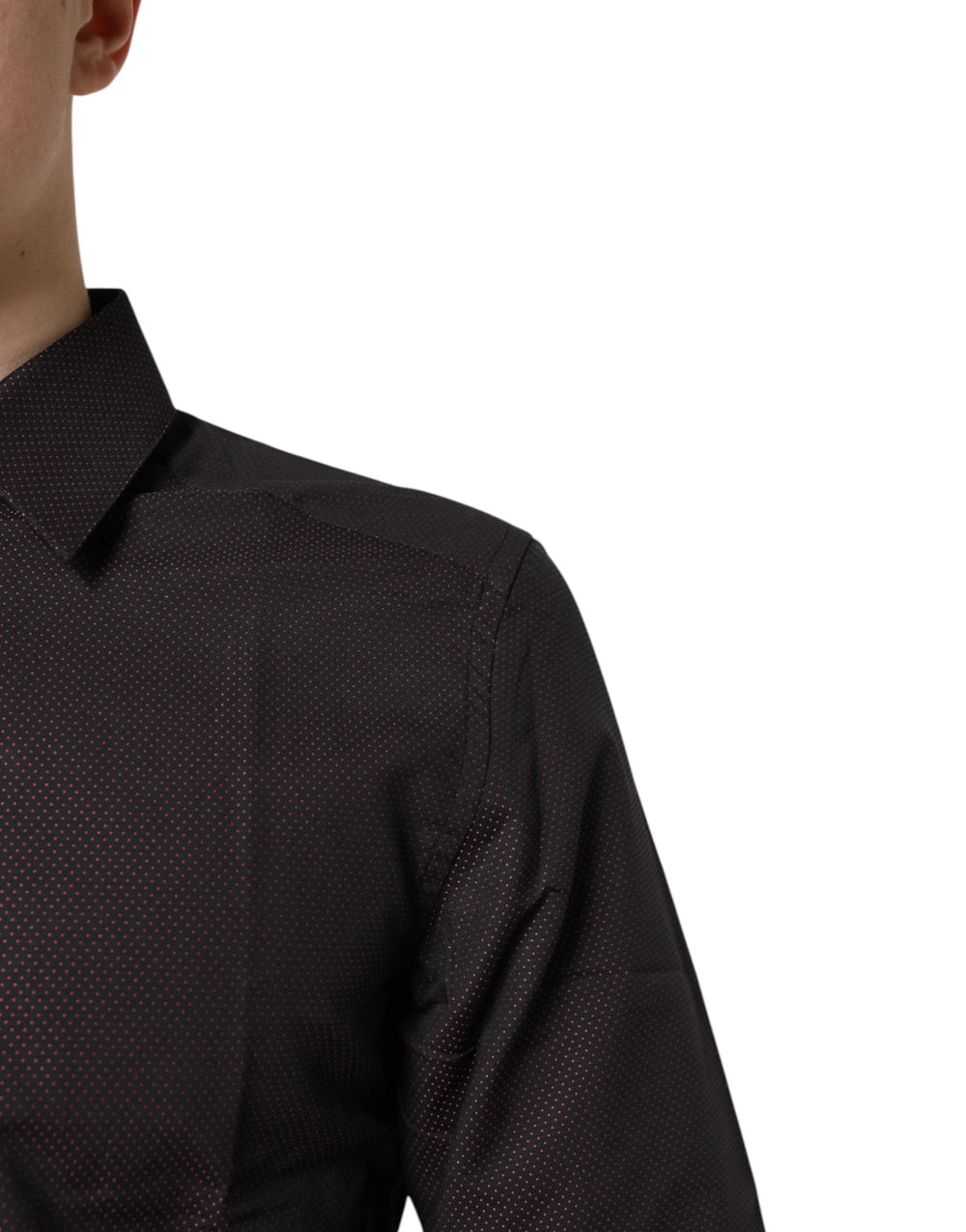 Dolce & Gabbana Maroon Jacquard Cotton GOLD Men Dress Shirt - Shirts