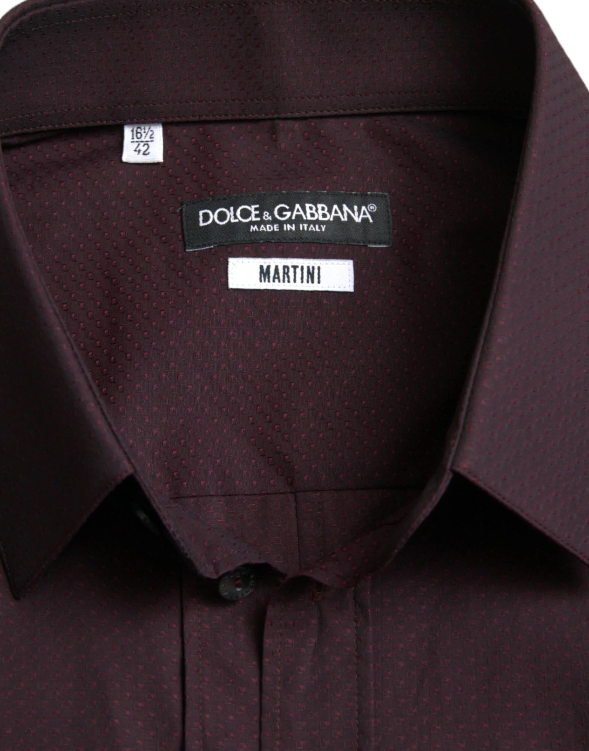 Dolce & Gabbana Maroon Jacquard Formal Dress MARTINI Shirt - IT42 | XL - Shirts